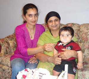 Parwinder Kaur (left) with her mother Malkeetaur Kaur and nephew Manraag. (Photo courtesy Amanpreet Kaur)