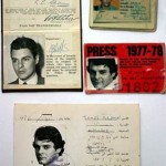 A selection of Press passes from the 1970s (clockwise, from top left) Tasmania, Central African Empire, Scotland Yard, London and Lebanon.